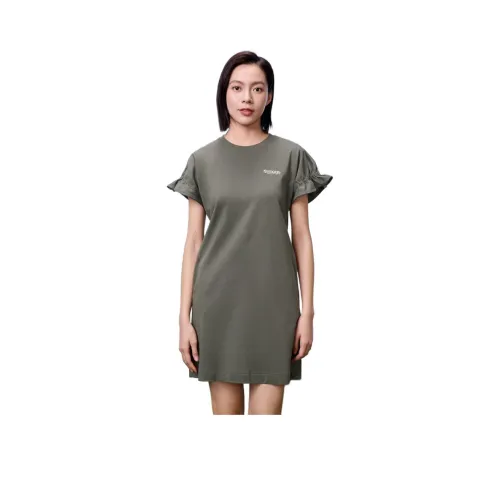 OUTDOOR PRODUCTS Короткий рукав Платье Женское Ванильный Зеленый