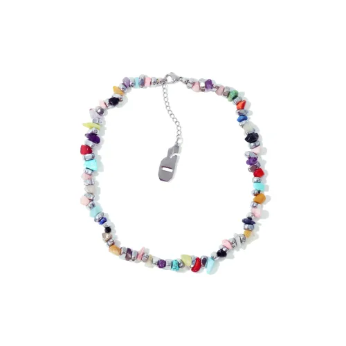 Get'em ON Смешанный Crushed Камень Титановая сталь Серебряный самородок Ожерелья Унисекс