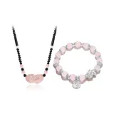 Розовый браслет Pixiu с бусинами + ожерелье