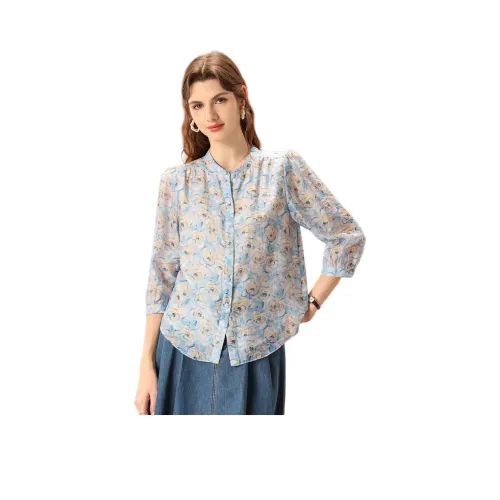 FENHONGMALI Синие Женские Рубашки