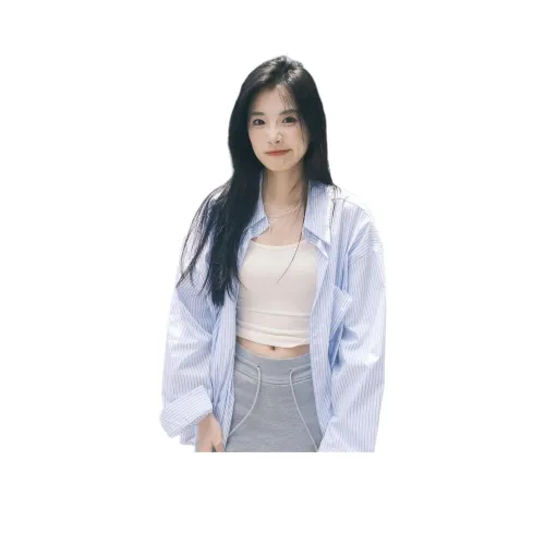 YINLEI Синие полосы Цветочный Женские Рубашки