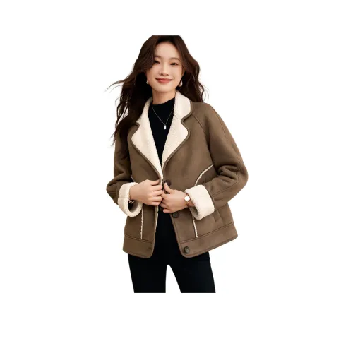 Mo Han Yi Mei Куртки Пальто Женские Кофе