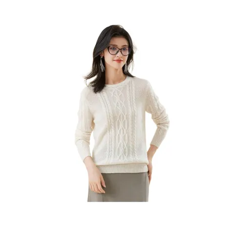 JINJU Кашемир Свитер Женская Белая