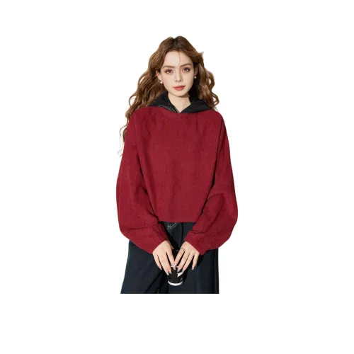 FAWENXIANGZI Толстовка Женская Ангора Красная