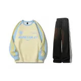 Абрикосовый и светло-синий топ + черные штаны (с флисовой подкладкой)