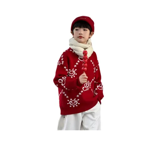 The panda is round Модный Модный Круглый вырез Празднование Рождественский красный Vintage Versatile Теплоизоляционный Детский