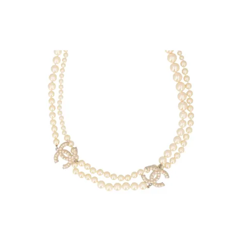 CHANEL CC Pearl Rhinestone Ожерелье Женское Белое
