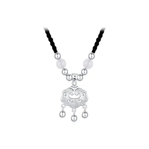 LUYUO Регулируемый Привлечение богатства и удачи Богатство Долголетие Замок Ручная Ткань Вязаная Повседневный Коммутирование Универсальный Ожерелья Унисекс