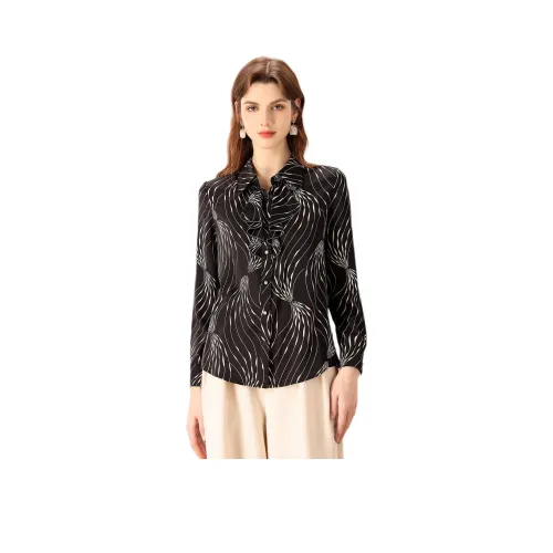 FENHONGMALI Рубашка Женская Черная