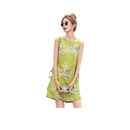 MJ Летний Повседневный Комплект Женский Зеленый