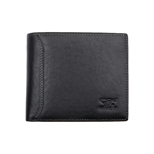 SEPTWOLVES Коровья кожа Универсальный кошелек Мужской Черный