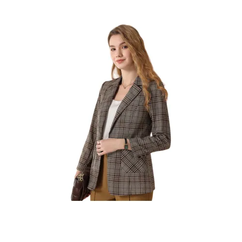 FENHONGMALI Бизнес-костюм женский кофейная клетка
