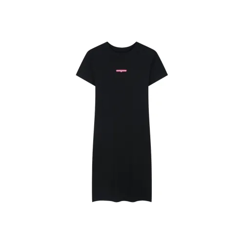 Tommy Hilfiger Черное Женское Короткое Платье с Короткими Рукавами