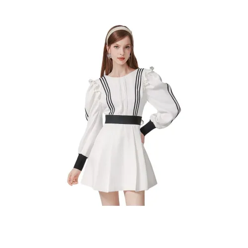 AIVEI Длинное платье с длинными рукавами женское белое