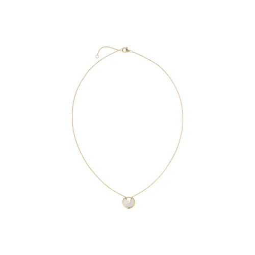 Cartier Колье Amulette De Cartier, Модель XS Желтое Золото, Бриллианты, Белый Перламутр