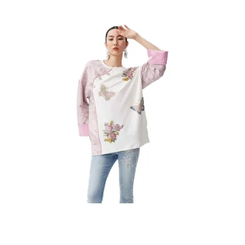 TCH T-рубашка Женская Белая с Розовым логотипом