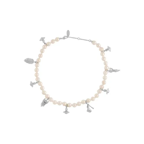 Vivienne Westwood ANGLO PEARL Стекло Жемчужные ожерелья Унисекс Серебряный