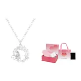 Серебряное ожерелье с панелью в форме луны + подарочная коробка Supreme с эффектом сердцебиения