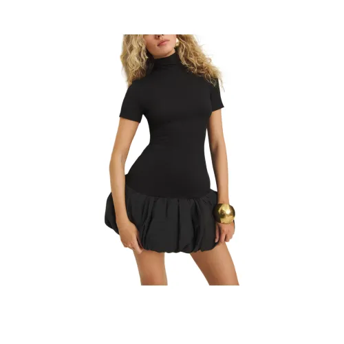 REFORMATION Dana KNIT Платье Короткий Рукав Платье Женское Черное