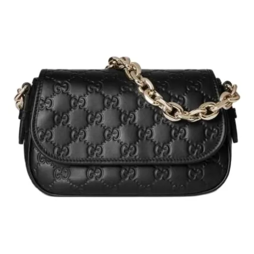 GUCCI GG Emblem Кожа Через плечо Сумка Сумка через плечо Маленькая Унисекс Черная