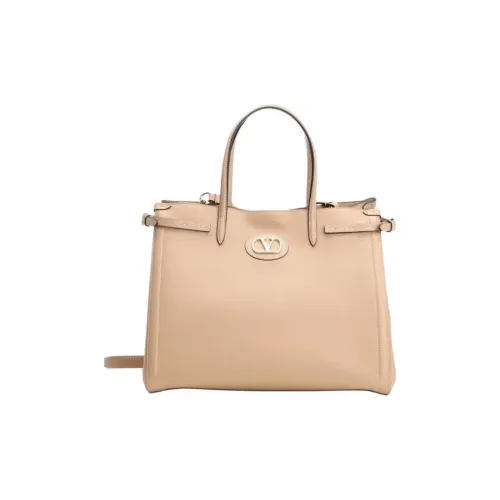 Valentino Кожа Одно Плечо Сумка Средняя Женская Бежевая