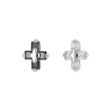 Серьги с крестом, цирконием - черный, белый