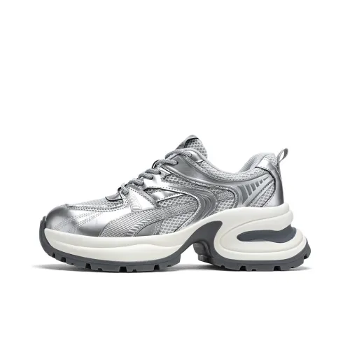 JEANSWEST Низкий топ массивные кроссовки женские серебристый серый