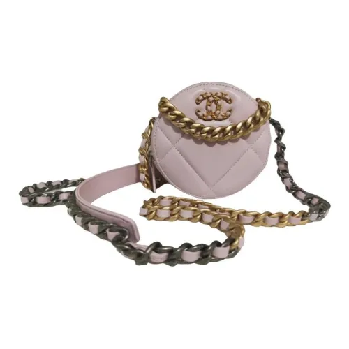 CHANEL 19Bag Овчина Маленькая Круглая Сумка Вечерняя Сумка Клатч Сумка через плечо Мини Женская Розовая