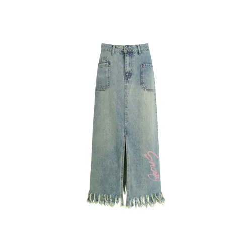 SNOOPY Denim Long Skirt Women's