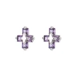 Серьги Комплект с Цирконием-Фиолетовый