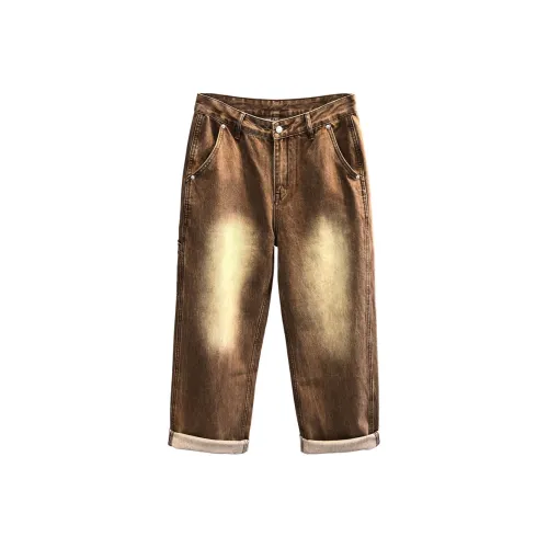 YGQPZHZ Винтажный коричневый мужской джинсы