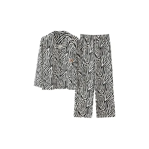 QIAOYUN Зебровый принт Женские комплекты пижам
