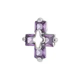 Серьги-комплект с крестом, цирконием - фиолетовый, одиночный