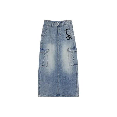 SNOOPY Denim Long Skirt Women's