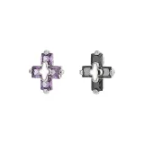 Серьги-комплект с крестом, цирконием - фиолетовый, черный