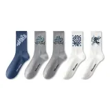 5 пар, Синий-Белый текст + Серый-Бирюзовый Письмо + Серый-Темно-синий Письмо + Белый-Синий В клетку + Белый-Синий X