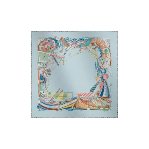 HERMES 100% хлопок Шелковые шарфы Женские Синий