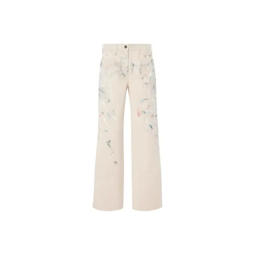 Leather Cat Белые Женские Джинсы