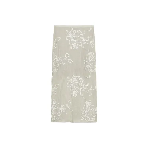 ZARA Белый Женские Повседневные Длинные Юбки