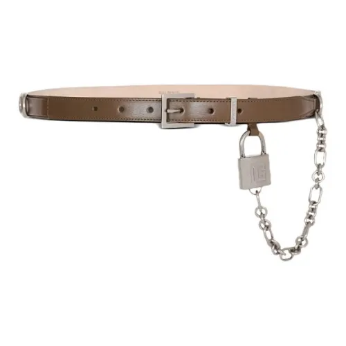 BALMAIN Телячья кожа Кожаные ремни Унисекс Коричневый 2CM