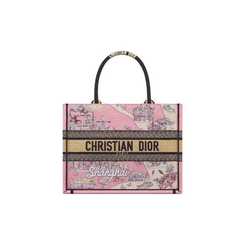 DIOR BookTote Хлопок Тоут Сумка Сумка для покупок Сумка среднего размера Женская Розовая