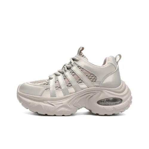 ZHR Кремовый Обувь Амортизация Устойчивый к истиранию Дышащий Низкий Верх Тяжелая подошва Женские Золотой