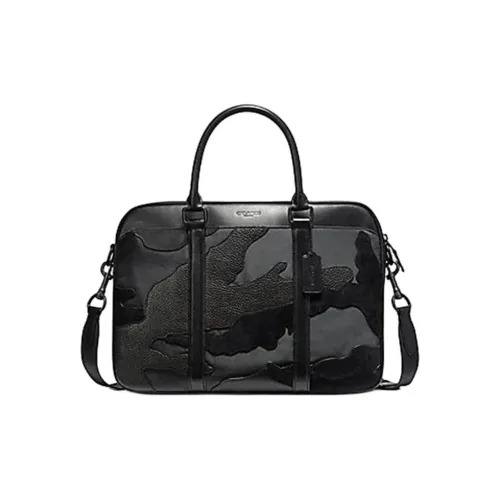 COACH Кожа Доска для ноутбука Сумка для ноутбука Сумка через плечо Мужская сумка Черная