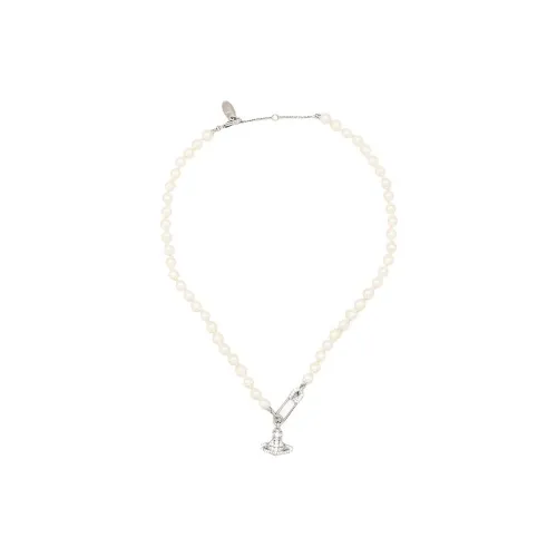 Вивьен Вествуд Pearl Crystal Brass Necklaces Женские Белые