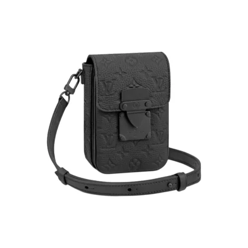 LOUIS VUITTON Корова Кожа Портсигар Коробка Сумка Камера Чехол для телефона Сумка через плечо Мини Мужской Черный