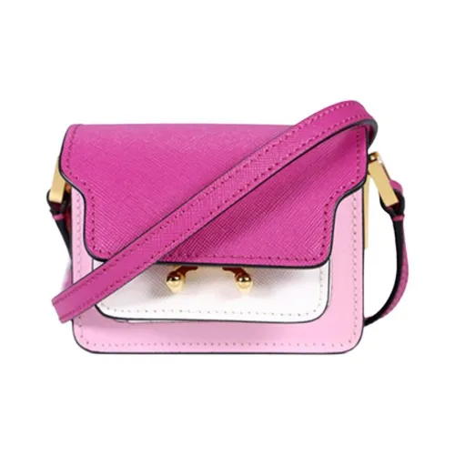 MARNI Основная часть Телячья кожа Сумка через плечо Мини Женские Персиково-розовый Белый