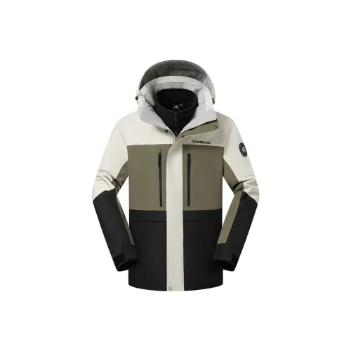 TOREAD Водонепроницаемый Ветрозащитный Термический Антистатический Ветровка Мужской Полярный Белый \ Помело Деревянный Зеленый \ Черный