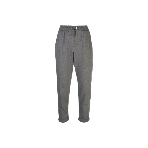 BRUNELLO CUCINELLI Вязаные спортивные брюки женские светло-серые