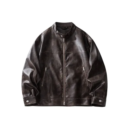 HZWH Кофе Мужские Кожаные Куртки