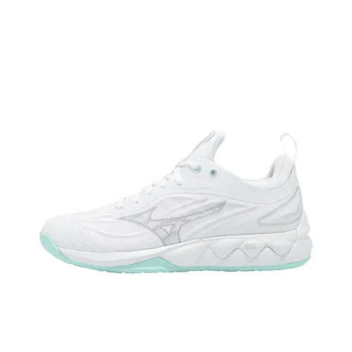 Кроссовки Mizuno Wave Luminous 3 для тренировок, низкий топ, белые и зеленые, женские